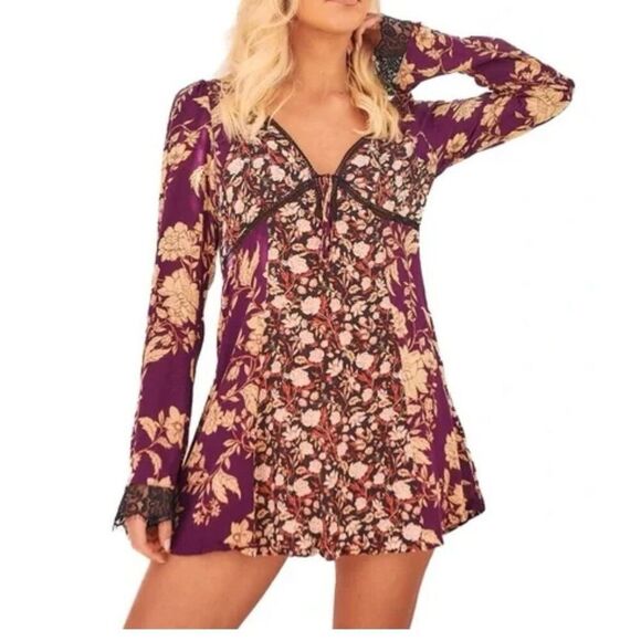Free People | Odette Floral Long Sleeve Tunic size m - Picture 8 of 10